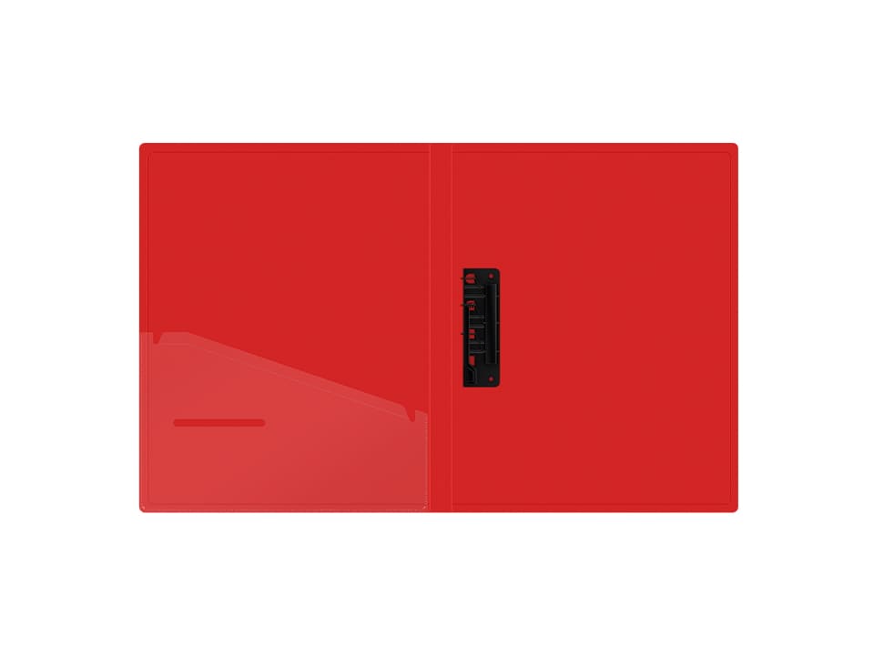 Папка с зажимом Berlingo "Soft Touch", 17мм, 700мкм, красная, с внутр. карманом