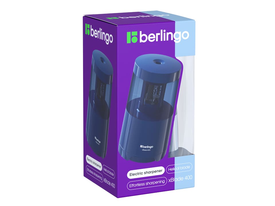 Точилка электрическая Berlingo "xBlade 400" 1 отверстие, фрезерное лезвие, с контейнером, картон. упаковка