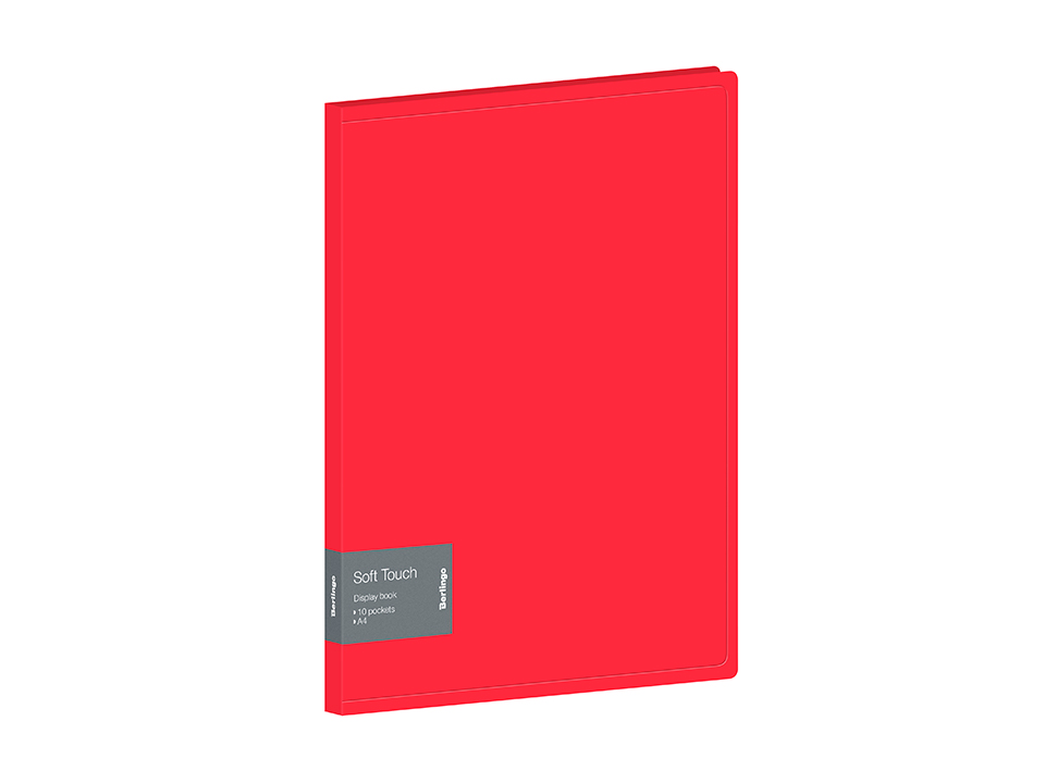 Папка с 10 вкладышами Berlingo "Soft Touch", 17мм, 700мкм, красная, с внутр. карманом
