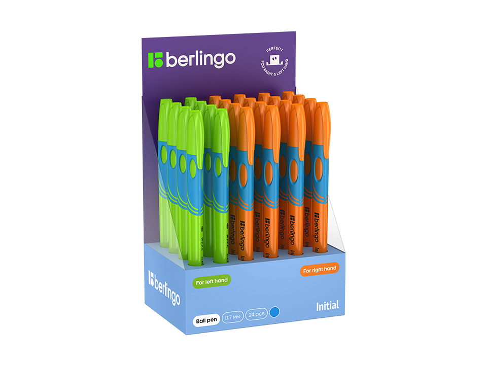Ручка шариковая Berlingo "Initial" светло-синяя, 0.7мм, для левшей и правшей (ассорти)