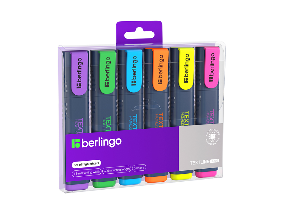 Набор текстовыделителей Berlingo "Textline HL500" 06цв., 1-5мм, чехол с европодвесом