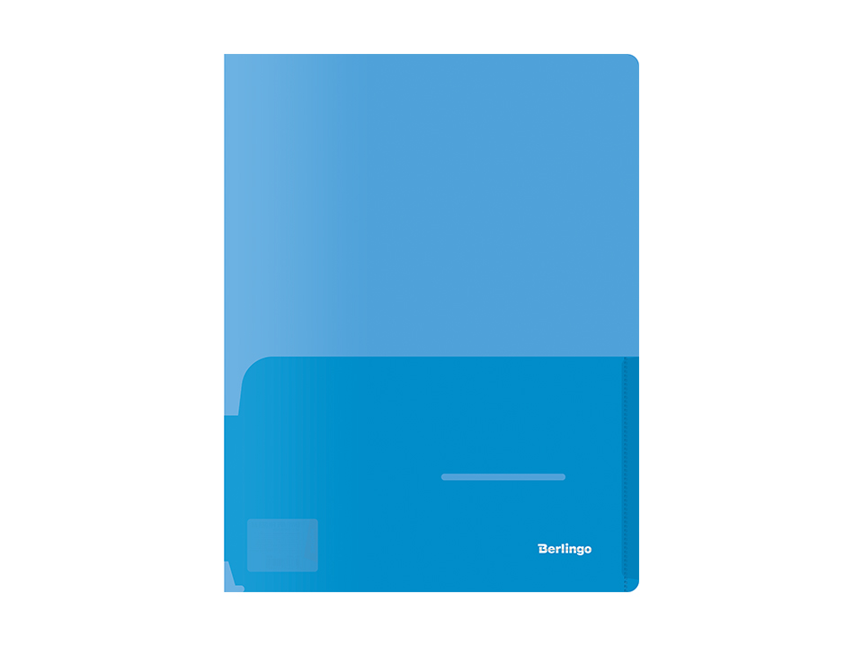 Папка-уголок Berlingo, А4, 180мкм, 2 внутренних кармана, прозрачная синяя