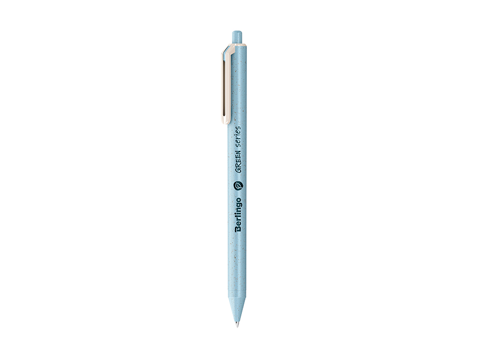 Ручка шариковая автоматическая Berlingo "Green Series" 0,7мм, синяя, корпус ассорти