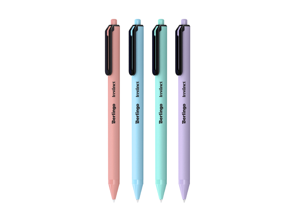 Ручка шариковая автоматическая Berlingo "Instinct" синяя, 0,7мм, корпус ассорти