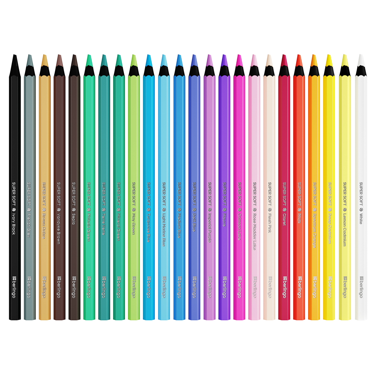 Карандаши цветные Berlingo "SuperSoft. Blackwood", 24цв., черное дерево, заточен., картон, европодве