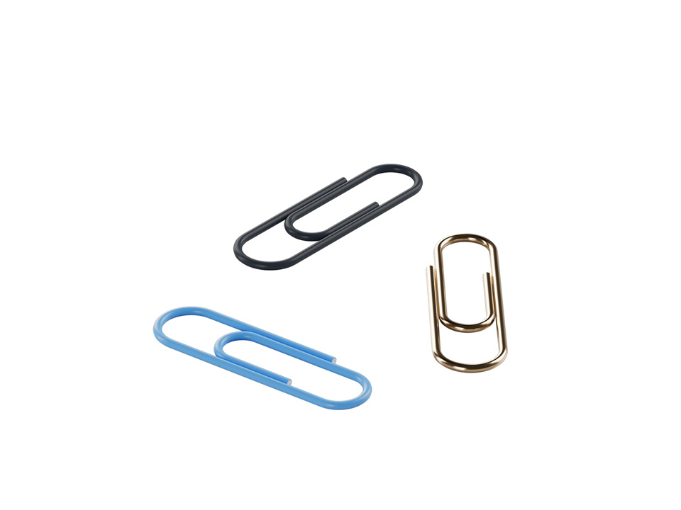 Скрепки 28мм, Berlingo, 100шт., цветные, ПВХ упак., европодвес, голубой+золотой