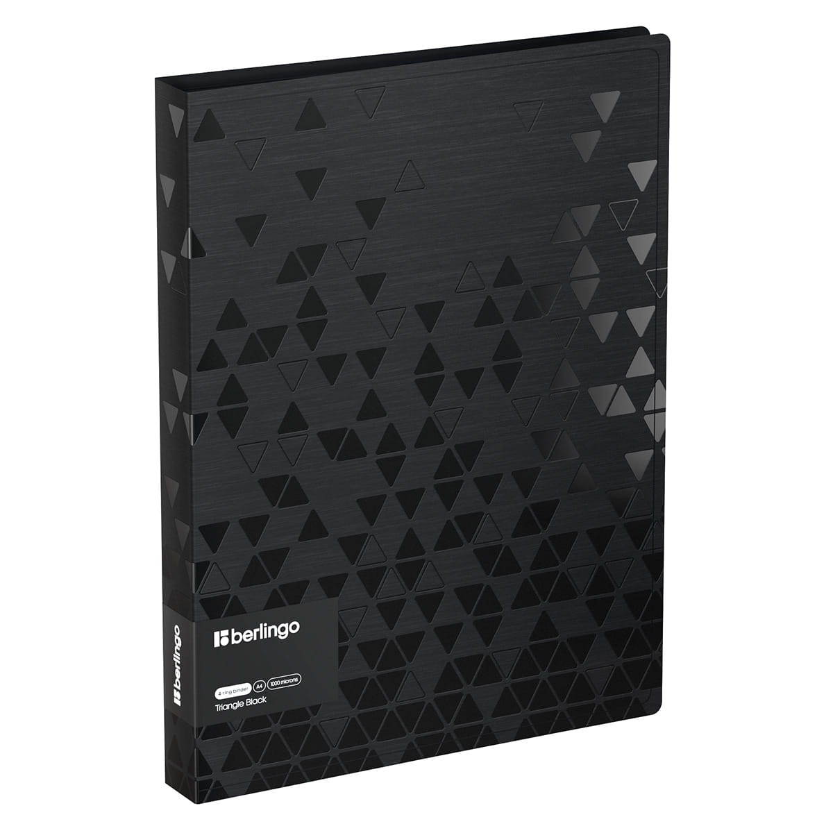 Папка на 4 кольцах Berlingo "Triangle Black", 24мм, 1000мкм, черная, D-кольца, с внутр. карманом