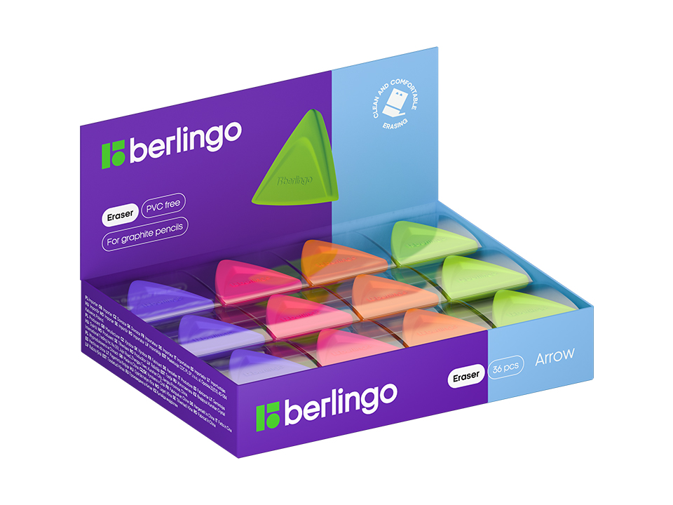 Ластик Berlingo "Arrow", треугольный, термопластичная резина, 40*35*10мм