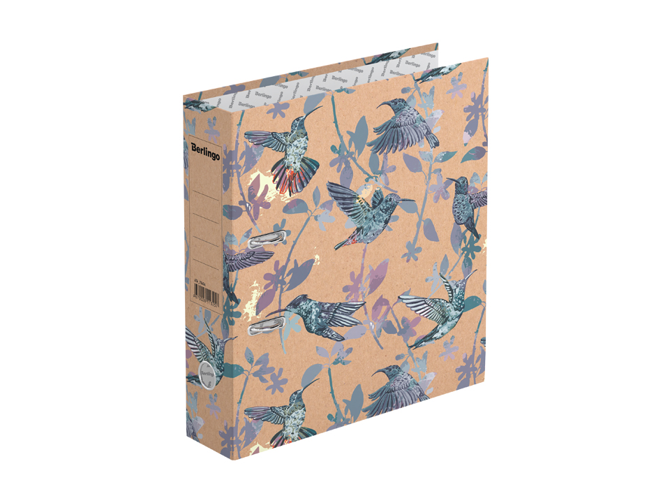 Папка-регистратор Berlingo "Hummingbird", 70мм, крафт-бумага, с рисунком