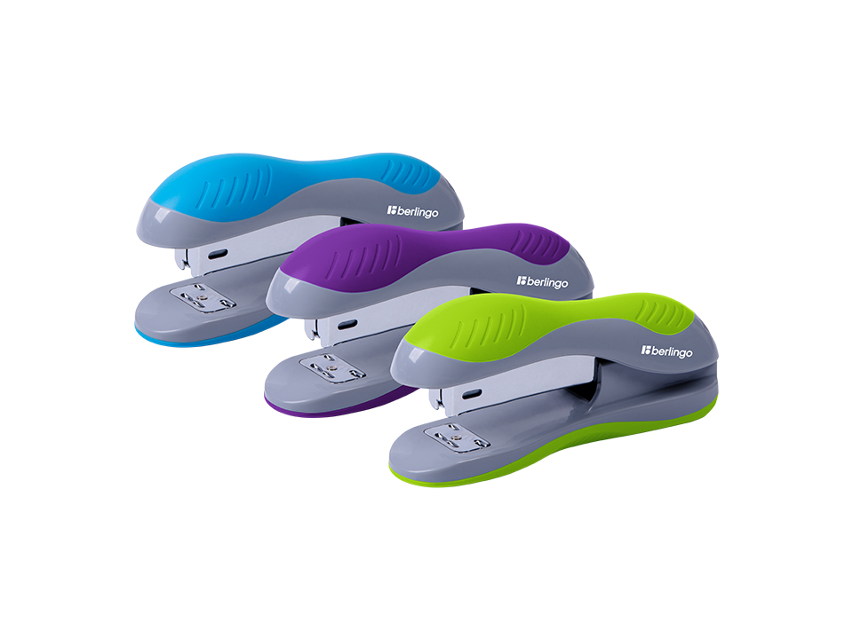 Степлер №24/6, 26/6 Berlingo "Office Soft" до 25л., пластиковый корпус, ассорти