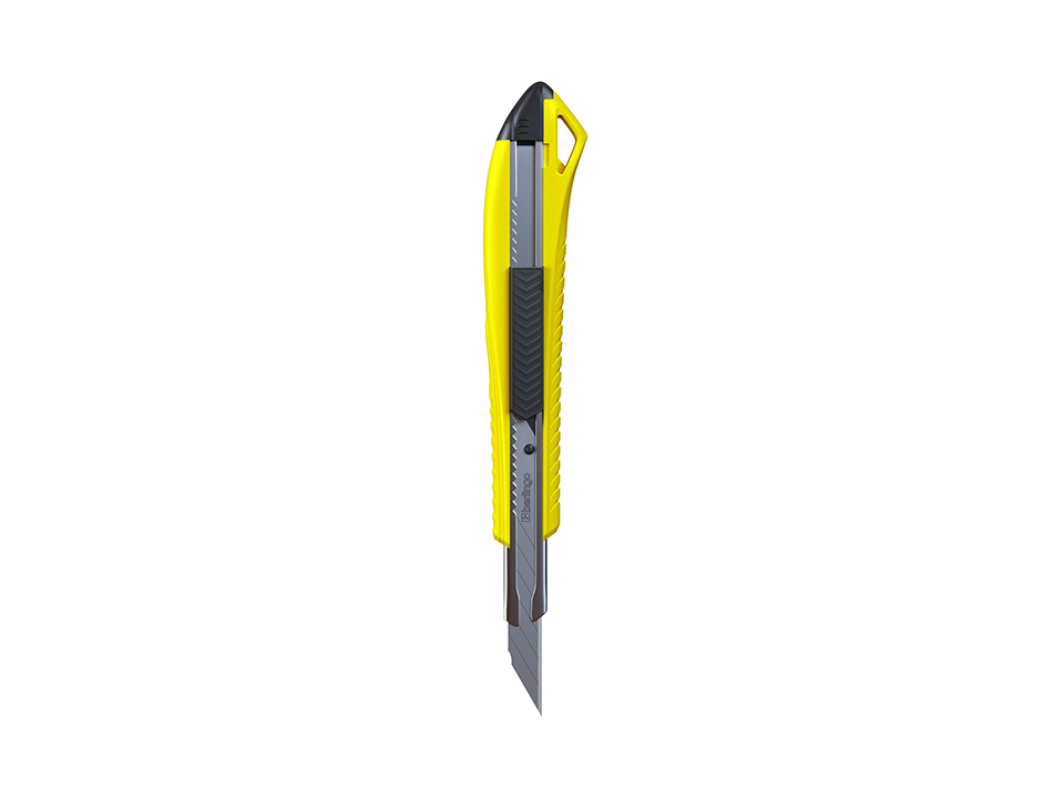 Нож канцелярский 9мм Berlingo "Razzor 200", auto-lock, металл. направл., желтый, европодвес