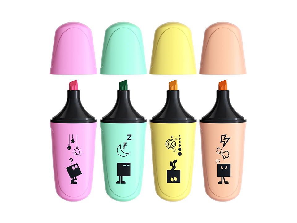 Набор текстовыделителей Berlingo "Textline HP100" мини, 04цв., 1-5мм, пастельные цвета, европодвес