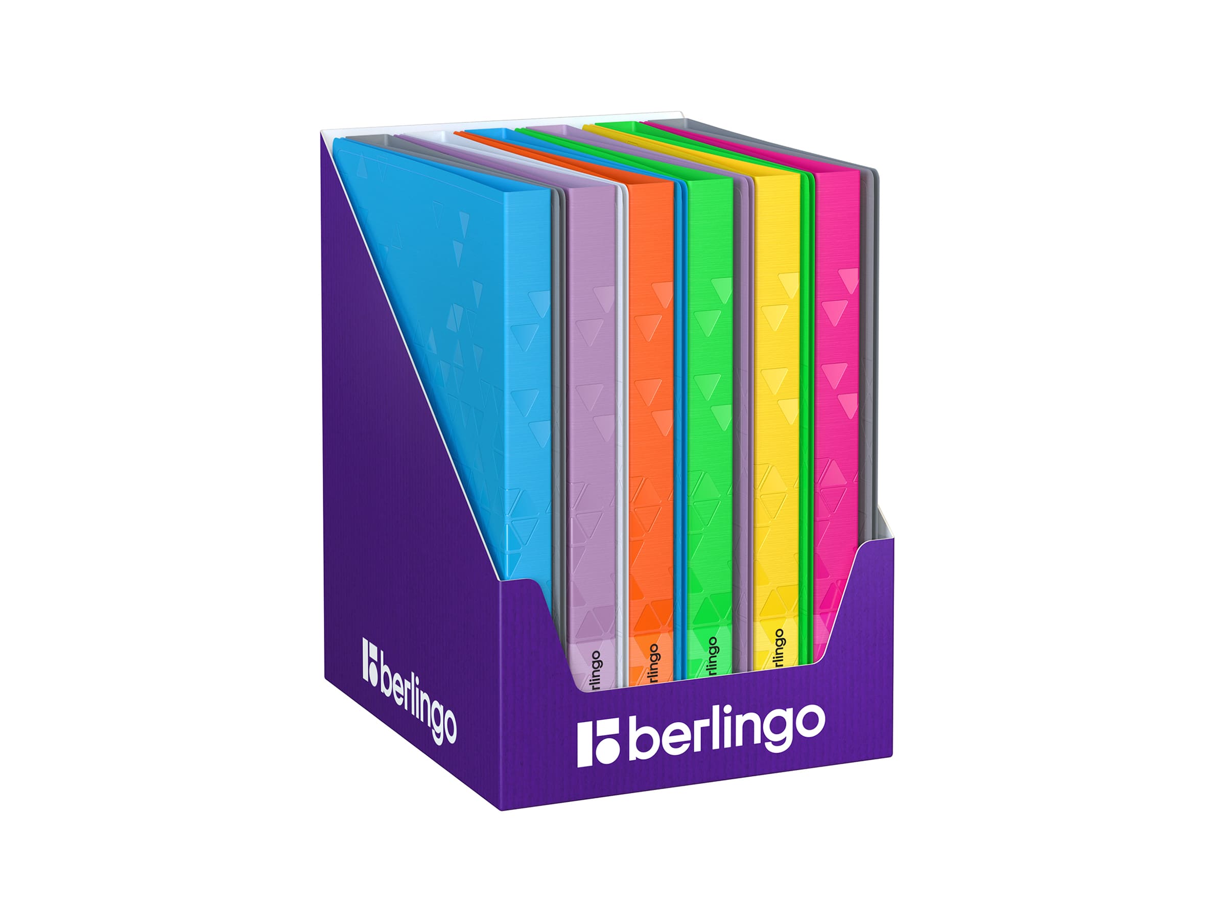 Папка на 4 кольцах Berlingo "Neon+Metallic+DoubleWhite", 24мм, 1000мкм, ассорти, D-кольца, с внутр. карманом