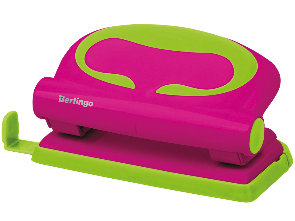 Дырокол Berlingo "Fuze" 10л., пластиковый, розовый, с линейкой
