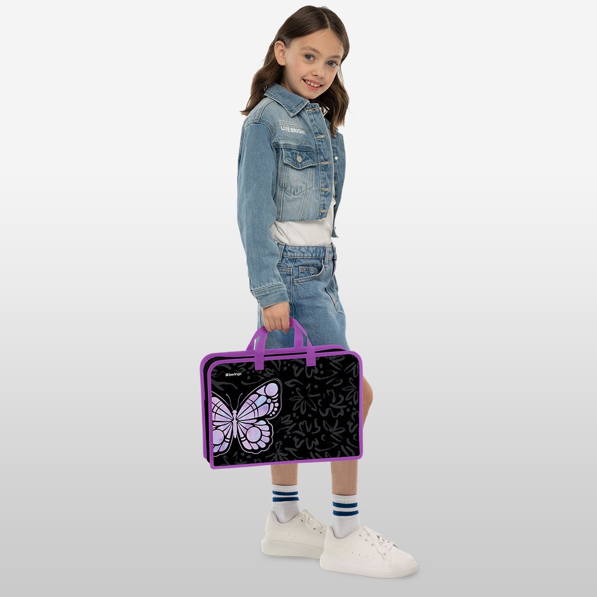 Папка с ручками 1 отделение, А4 Berlingo "Butterfly Effect", 340*245*75мм, пластик, на молнии