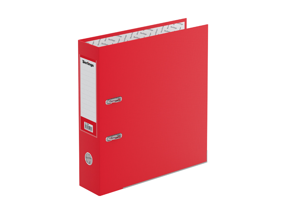 Папка-регистратор Berlingo "Hyper", 80мм, бумвинил, с карм. на корешке,нижний метал. кант, красная