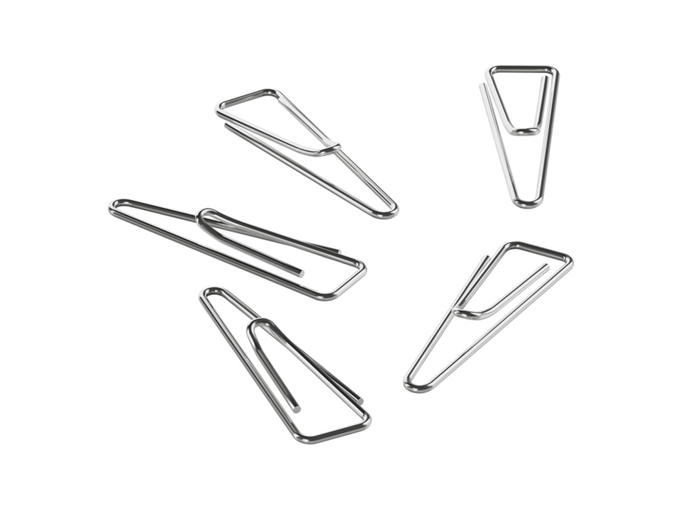 Скрепки 25мм, Berlingo, 100шт., никелированные треугольные, с отогнутым носиком, карт. упаковка