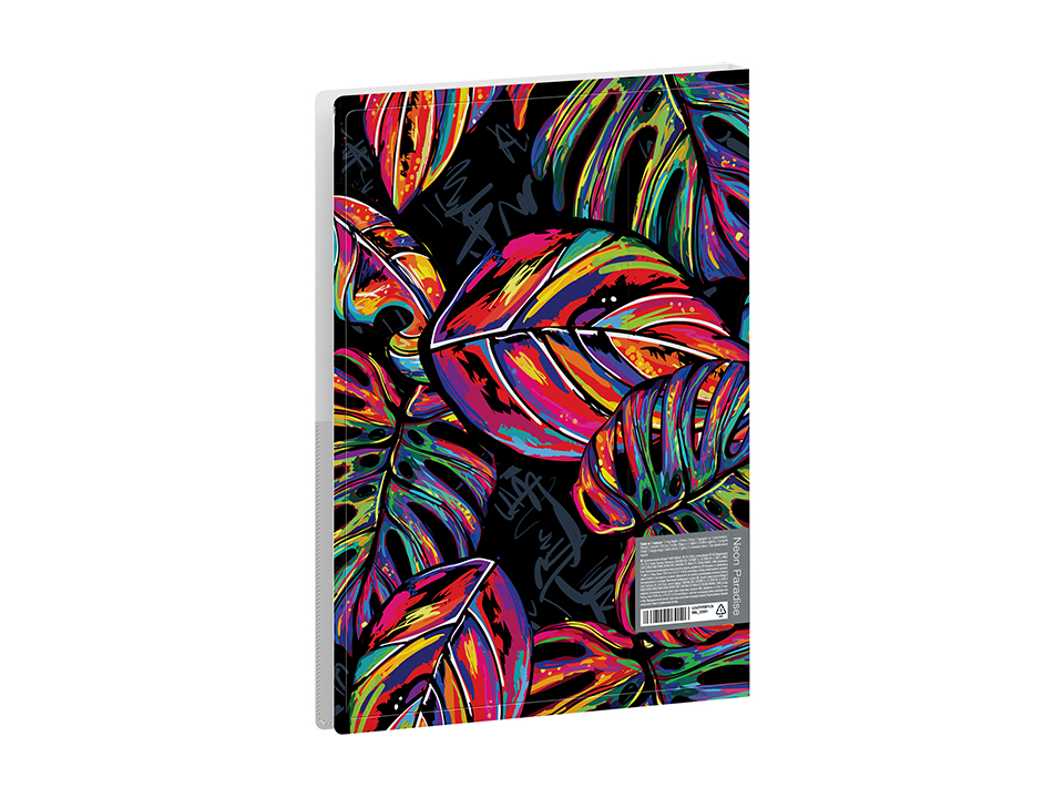 Папка на 2 кольцах Berlingo "Neon Paradise", 24мм, 600мкм, с рисунком, D-кольца, с внутр. карманом