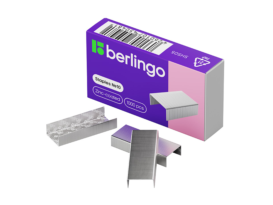 Скобы для степлера №10 Berlingo, оцинкованные, 1000шт.