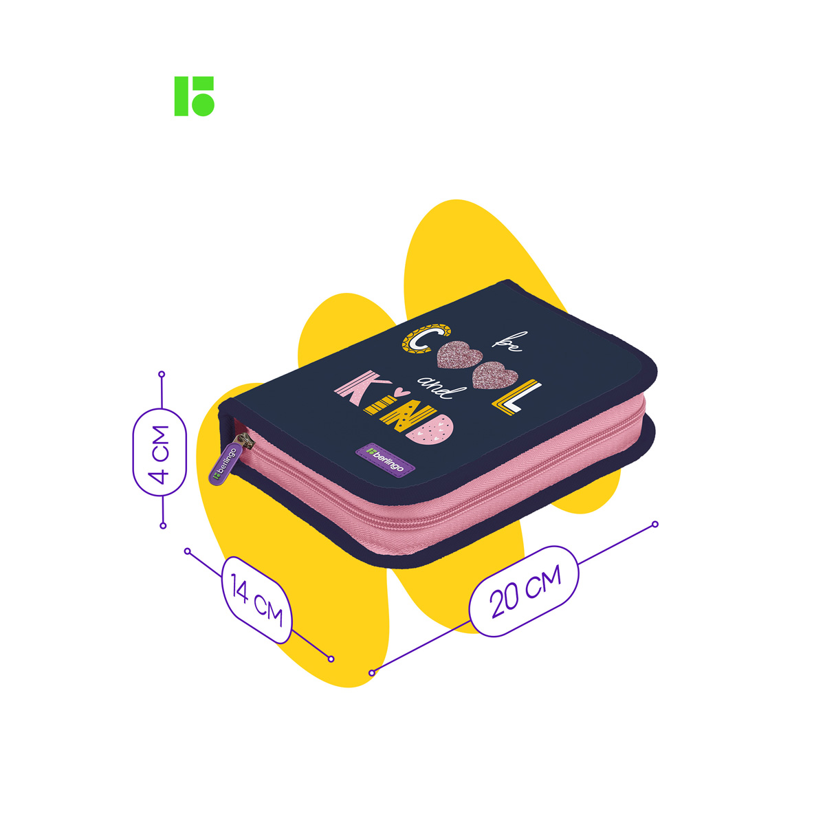 Пенал 1 отделение, 200*140*40 Berlingo "Be cool", дополнительная откидная секция, полиэстер