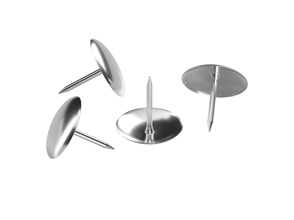 Кнопки канцелярские/гвоздики Berlingo, никелированные 10мм, 50шт., карт. упаковка