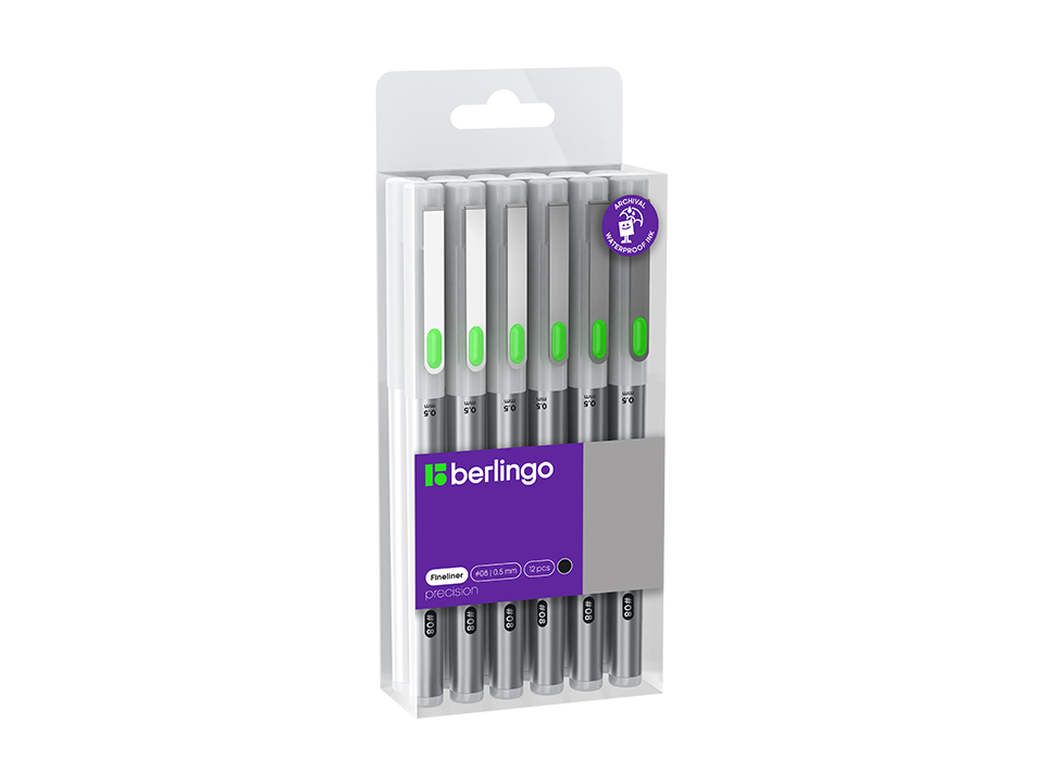 Ручка капиллярная Berlingo "Precision" черная, #08, 0,5мм