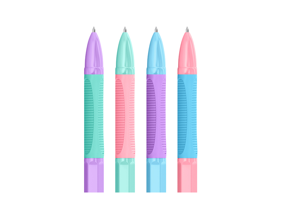 Ручка шариковая Berlingo "Tribase grip haze" синяя, 0,7мм, грип, ассорти