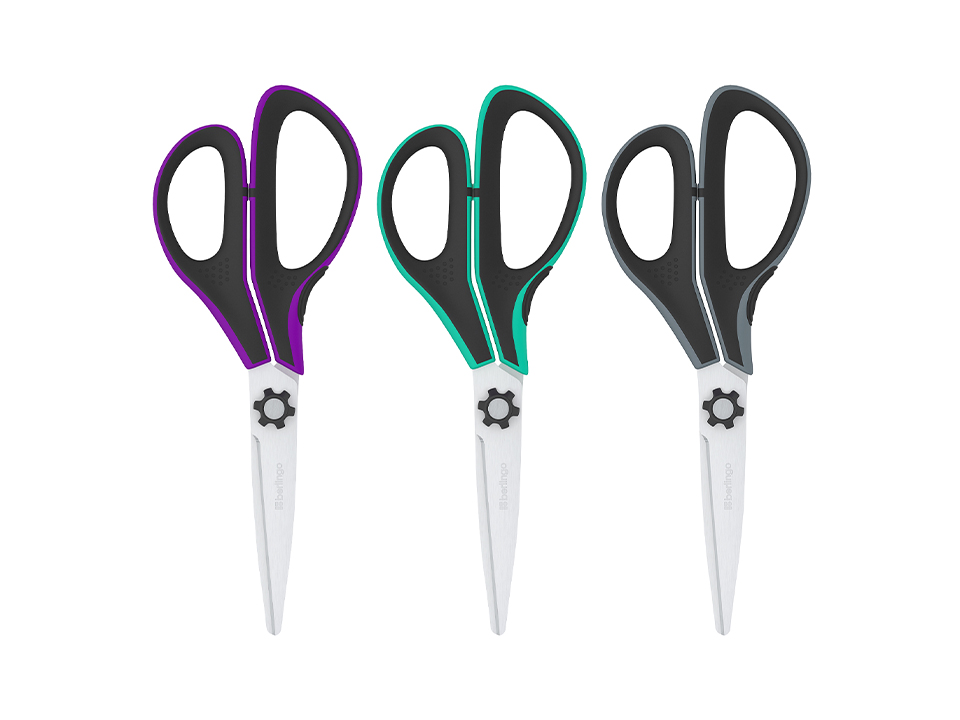 Ножницы Berlingo "Easycut 350", 15см, ассорти, эргономичные ручки, мягкие вставки, европодвес