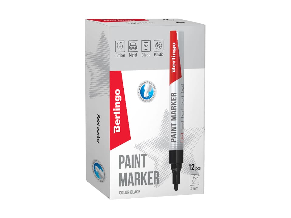 Маркер-краска Berlingo "Uniline PA400" черная, 2-4мм, нитро-основа