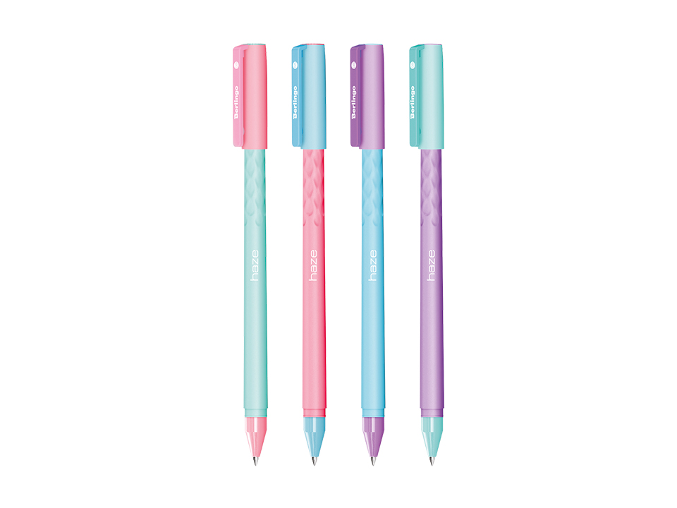 Ручка гелевая Berlingo "Haze" черная, 0,5мм, прорезин. корпус, корпус ассорти