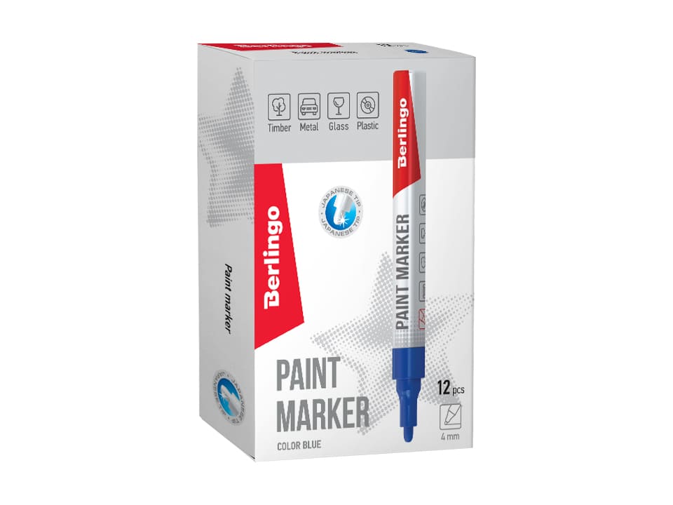 Маркер-краска Berlingo "Uniline PA400" синяя, 2-4мм, нитро-основа