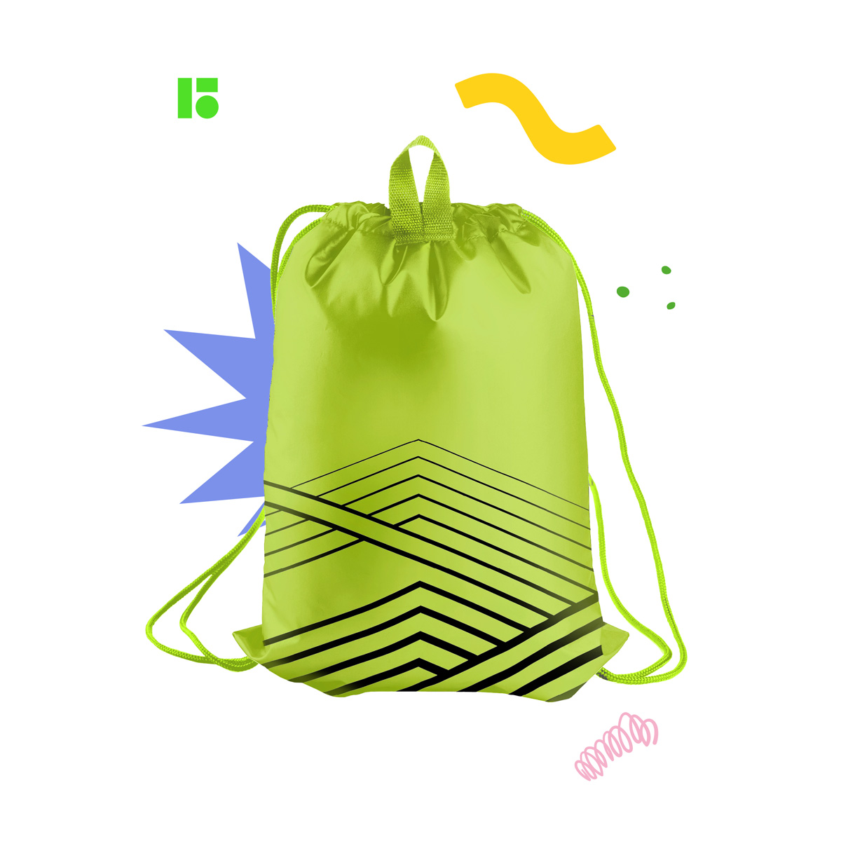 Мешок для обуви 1 отделение Berlingo "Green geometry", 360*470мм, карман на молнии