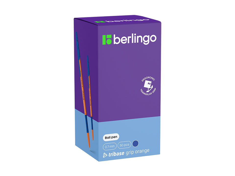 Ручка шариковая Berlingo "Tribase grip orange" синяя, 0,7мм, грип
