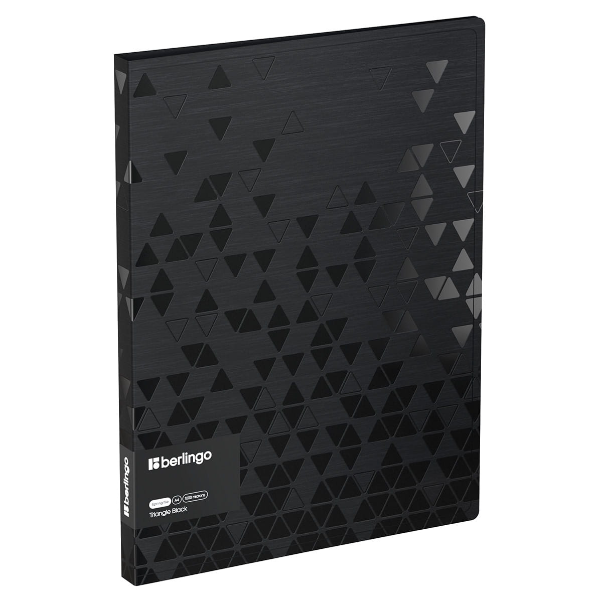 Папка с пружинным скоросшивателем Berlingo "Triangle Black" А4, 17мм, 1000мкм, черная, с внутр. карманом