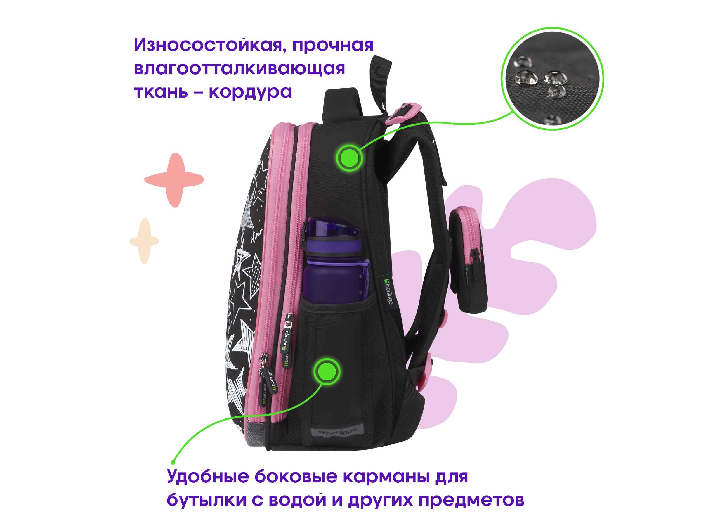 Ранец Berlingo Expert "Glossy stars" 37*28*16см, 2 отделения, 2 кармана, анатомическая спинка