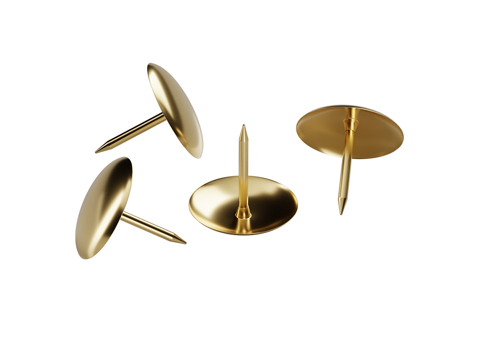 Кнопки канцелярские/гвоздики Berlingo, омедненные 10мм, 50шт., карт. упаковка