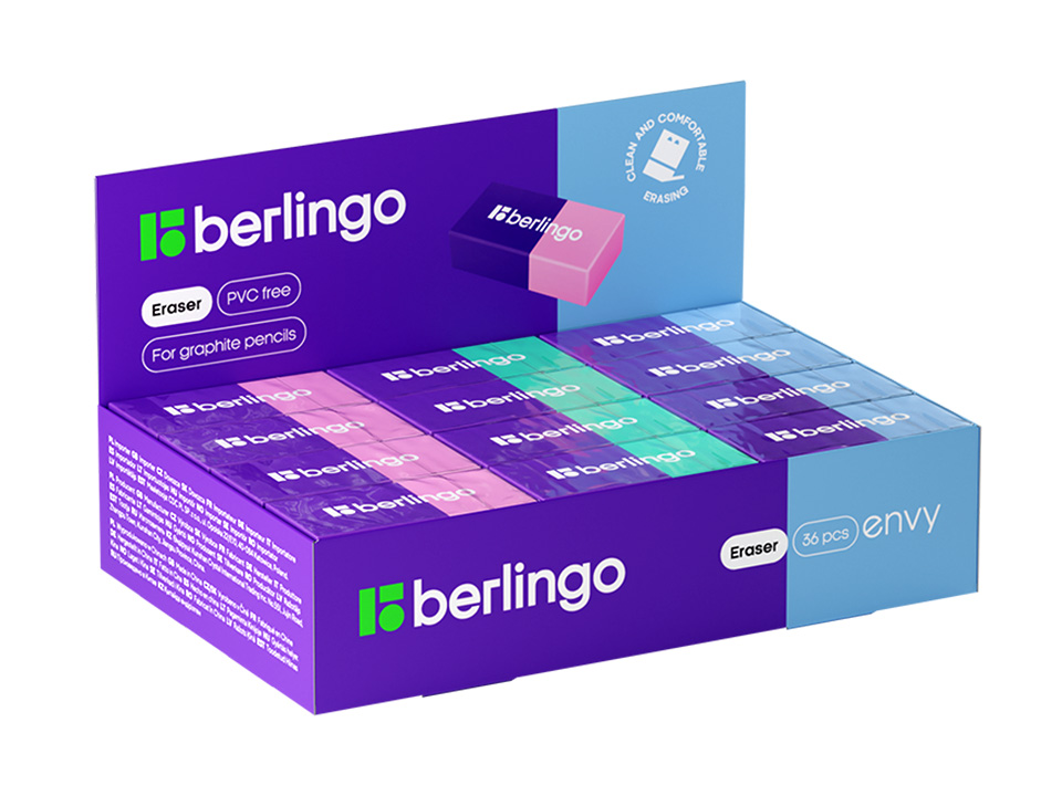 Ластик Berlingo "Envy", прямоугольный, термопластичная резина, 45*21*11мм