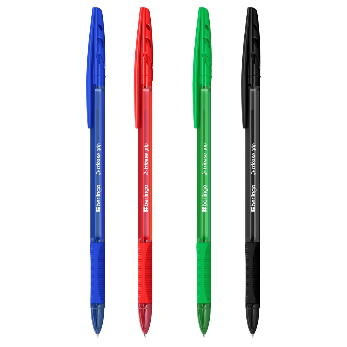 Набор шариковых ручек Berlingo "Tribase grip" 4 шт., 4 цв., 1,0мм, грип, европодвес