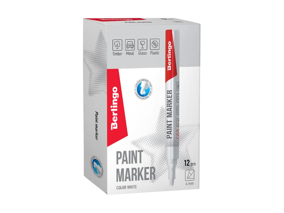 Маркер-краска Berlingo "Uniline PA400" белая, 2-4мм, нитро-основа