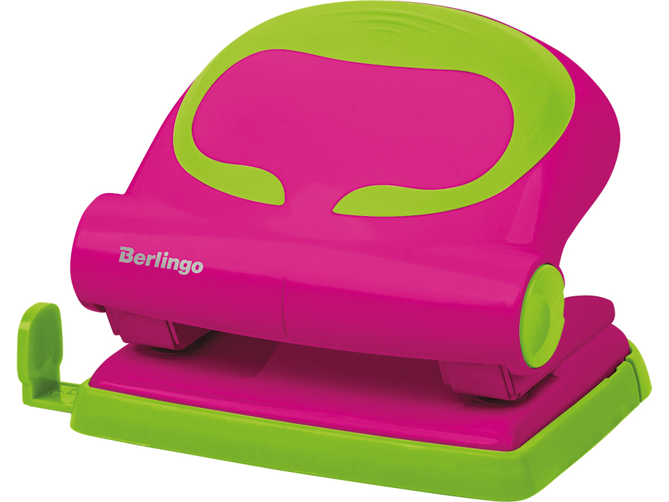 Дырокол Berlingo "Fuze" 20л., пластиковый, розовый, с линейкой