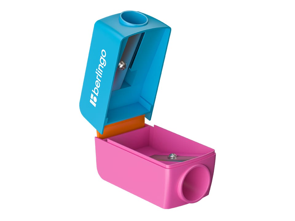 Точилка пластиковая Berlingo "ColorShift" 2 отверстия, контейнер, ассорти, туба