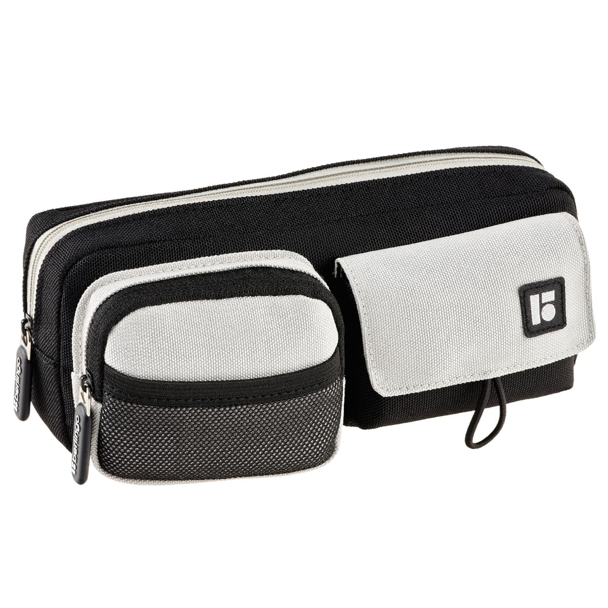 Пенал мягкий 1 отделение, 210*80*40 мм, Berlingo, "Gray pocket duo", 2 кармана, полиэстер