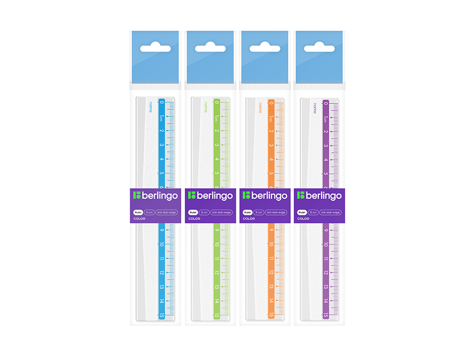 Линейка 15см Berlingo "Color", пластиковая, прозрачная