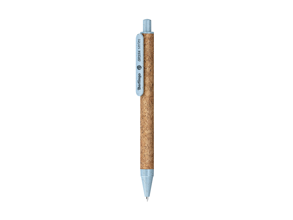 Ручка шариковая автоматическая Berlingo "Green Series" 0,7мм, синяя, корпус с пробковым покрытием