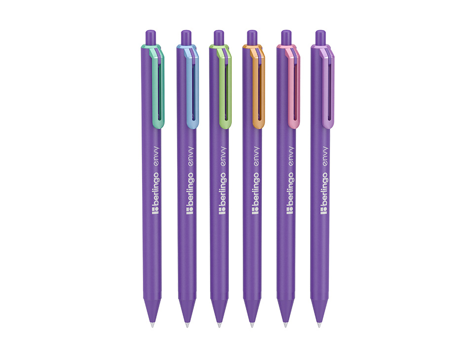 Ручка шариковая автоматическая Berlingo "Envy" синяя, 0,7мм, корпус ассорти