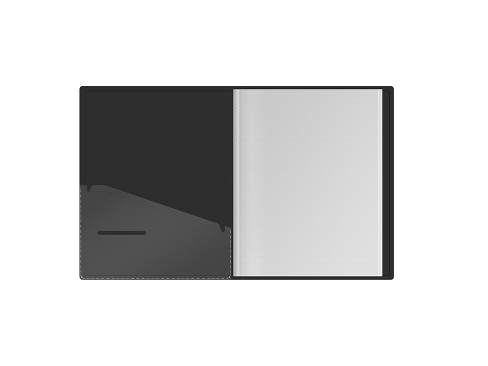 Папка с 20 вкладышами Berlingo "DoubleBlack", 17мм, 600мкм, черная, с внутр. карманом, с рисунком