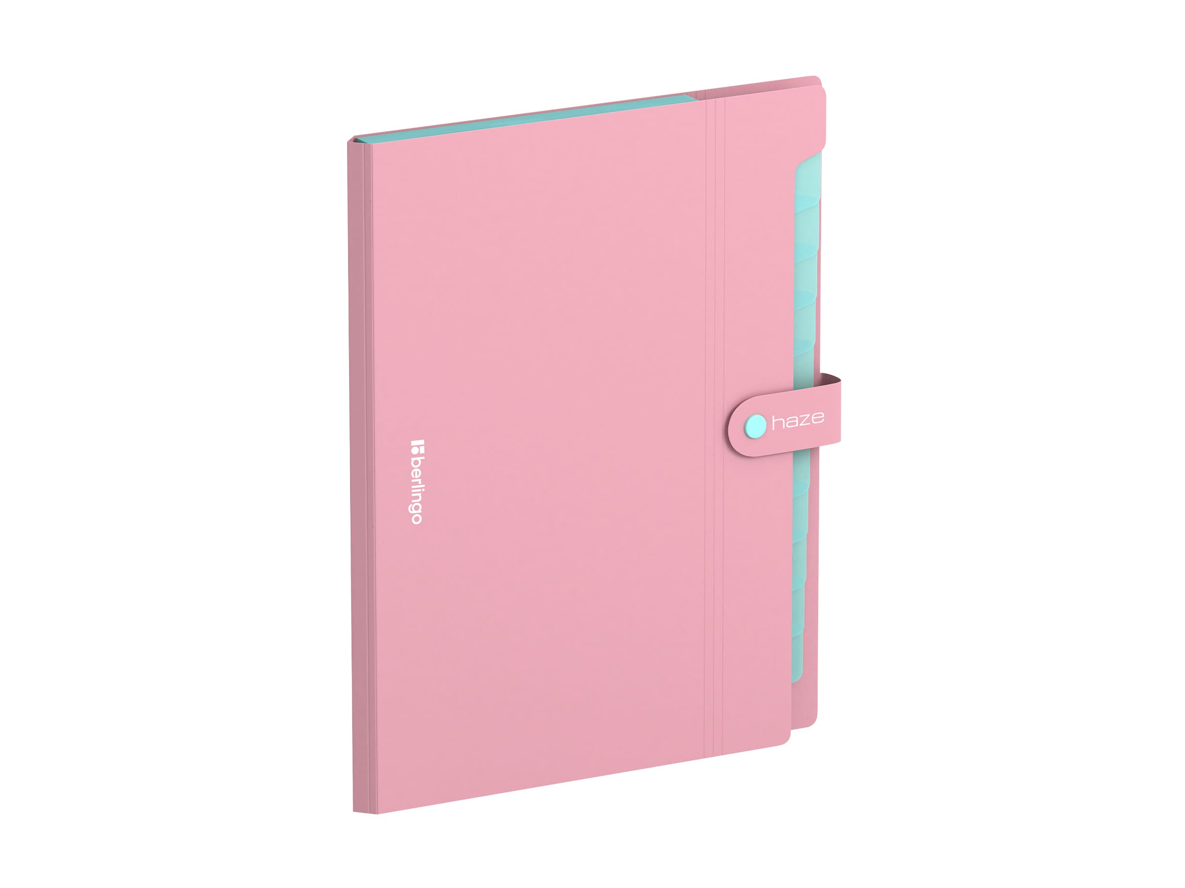 Папка 12 отделений Berlingo "Haze", А4, 600мкм, на кнопке, розовая