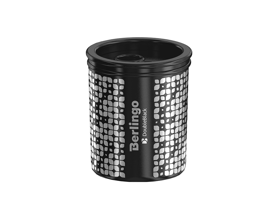 Точилка пластиковая Berlingo "DoubleBlack" 2 отверстия, контейнер, ассорти