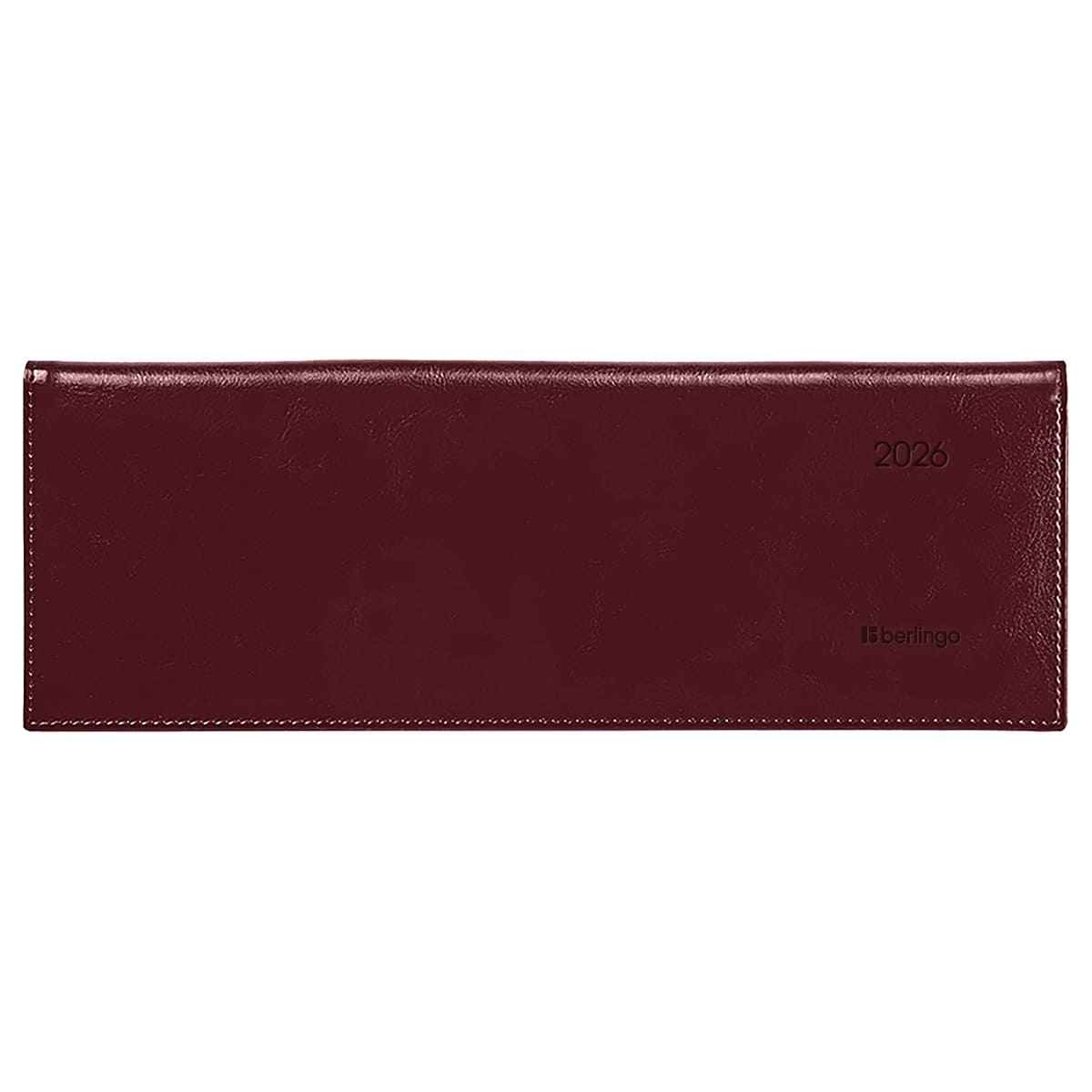 Планинг датированный 2026г., 64л., 330*140мм, кожзам, Berlingo "xGold", бордов, зол.срез