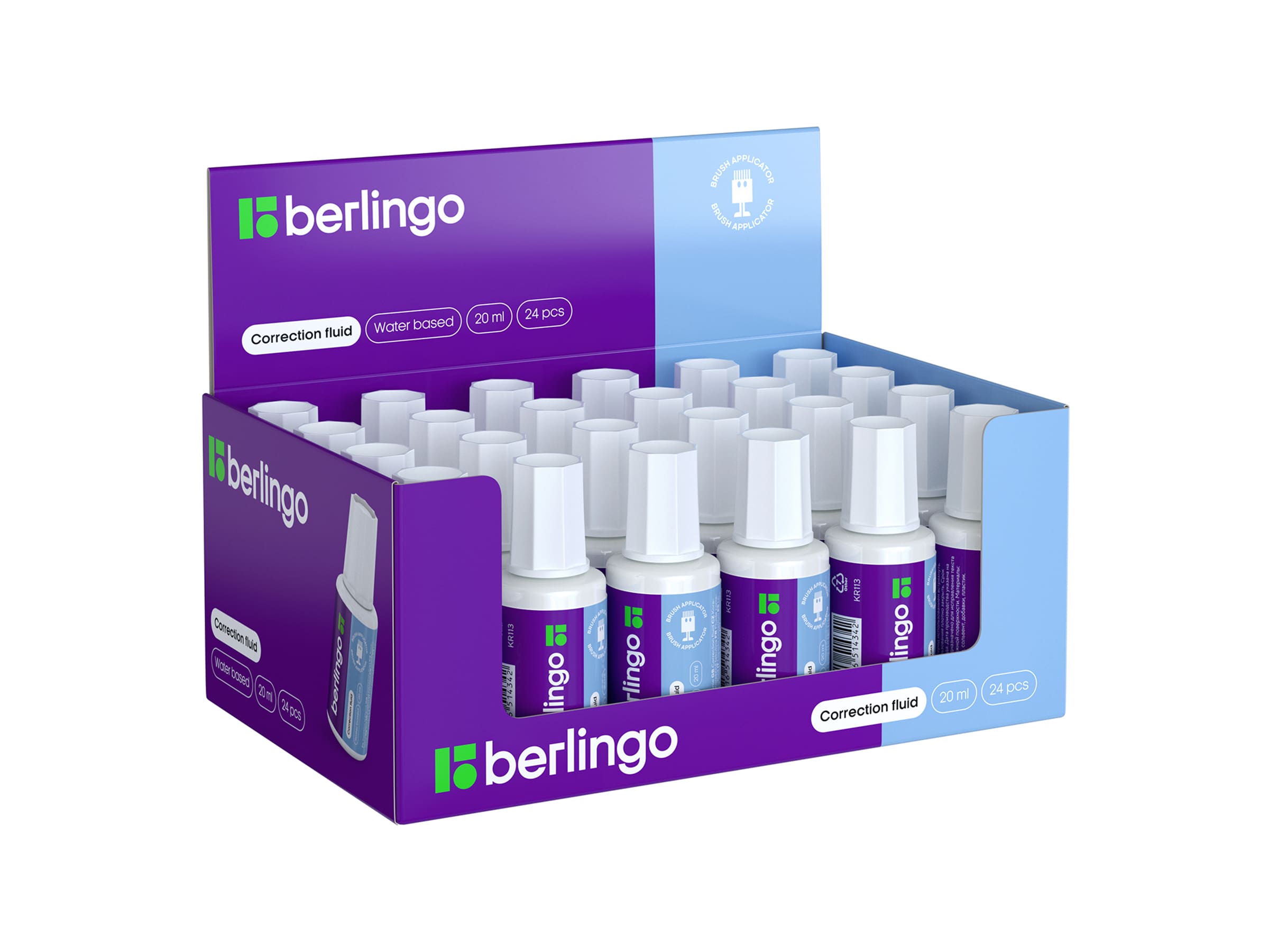 Корректирующая жидкость Berlingo, 20мл, водная основа, с кистью